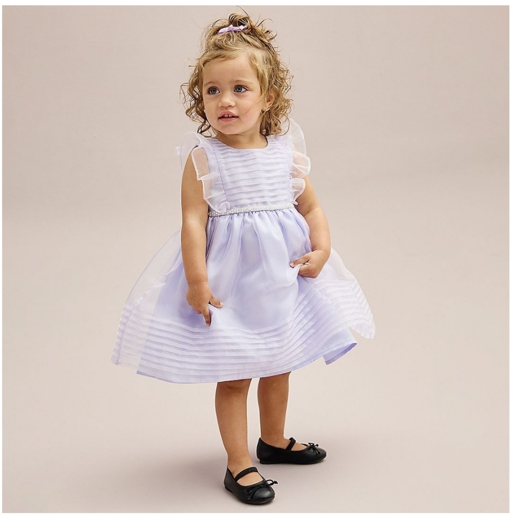 Blueberi Boulevard Ruffle Trim Ribbed Fit and Flare Dress